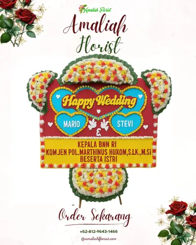 Karangan Papan Bunga Pernikahan di Kecepit